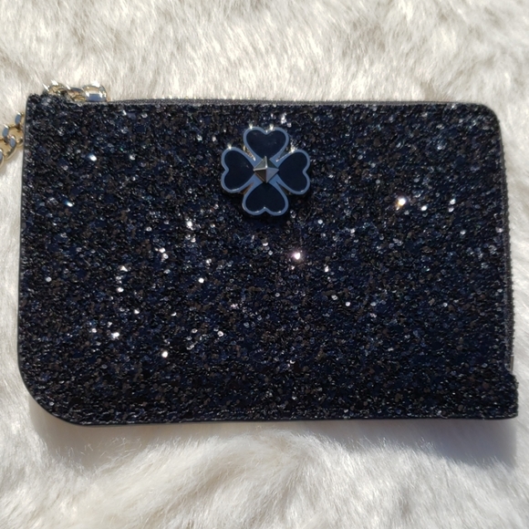 ♠️NWT ♠️BLACK KATE SPADE GLITTER WALLE KEYCHAIN - Picture 8 of 8